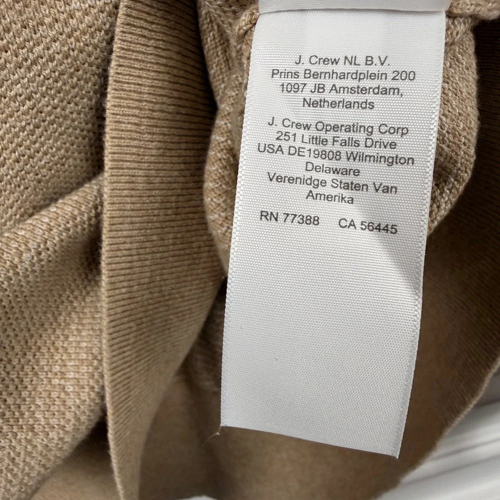 J. Crew Mens‎ XL Tan Cotton Textured Birds Eye Knit Crewneck Sweater RN 77388